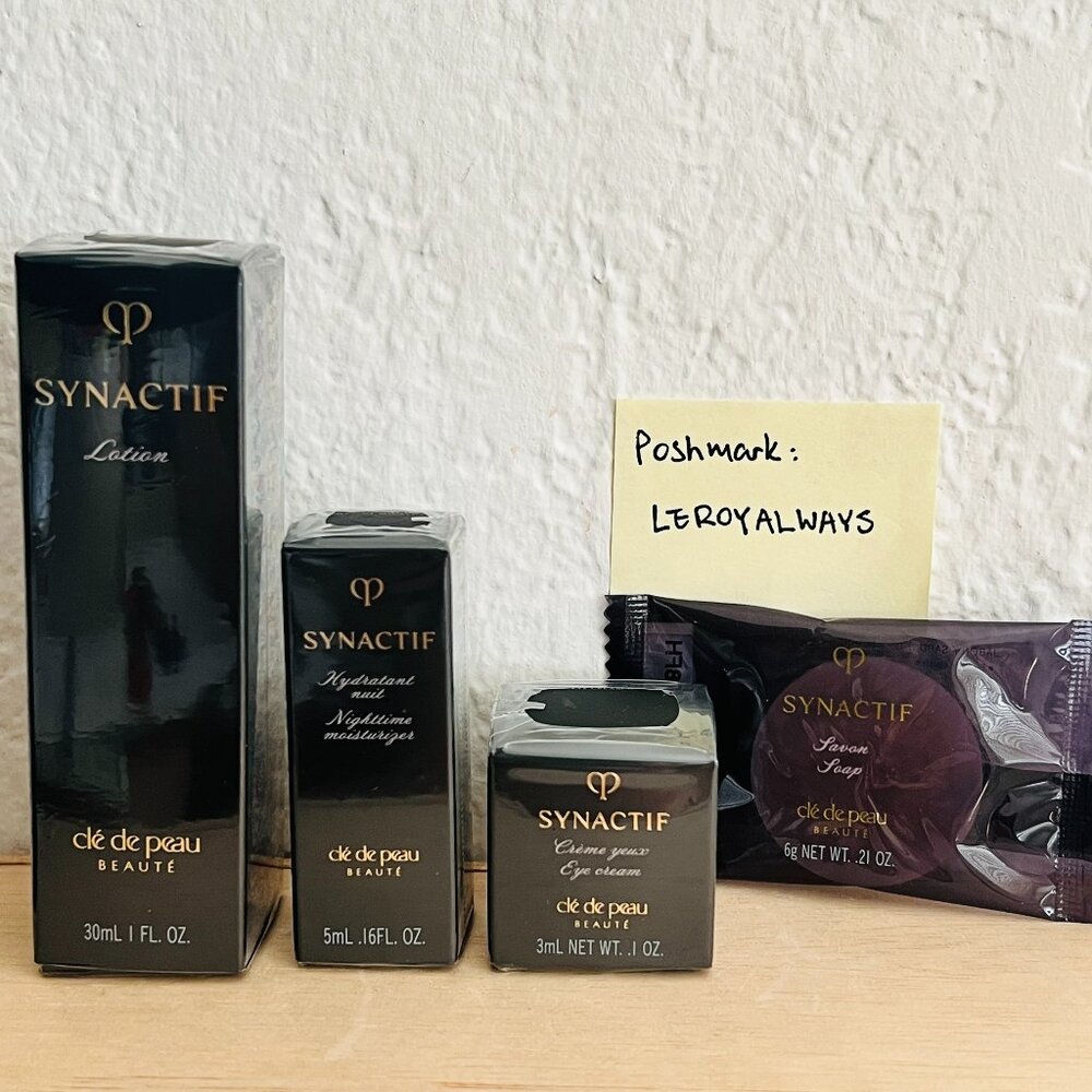 NEW Cle De Peau CPB Synactif Nighttime Moisturizer, Lotion, Eye Cream, Soap Set